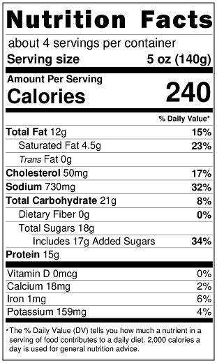 Original Nutrition Label