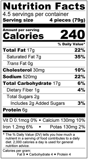 Original Nutrition Label
