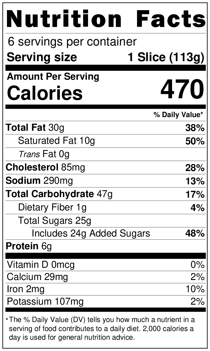 Original Nutrition Label