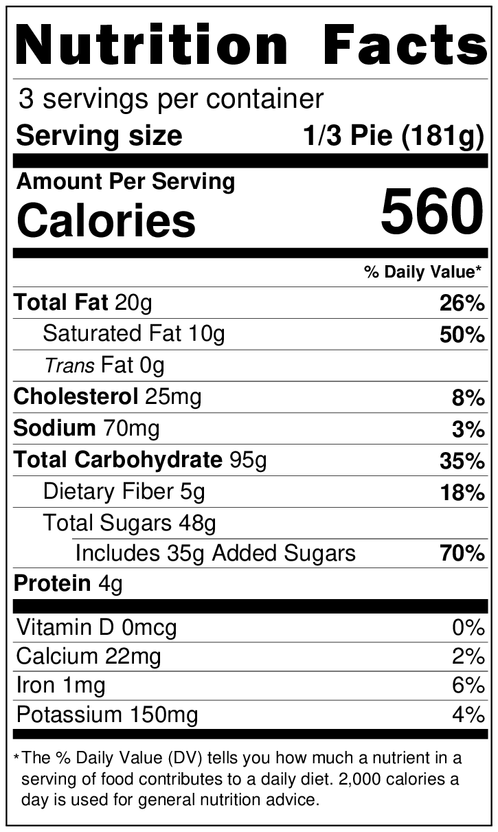 Original Nutrition Label