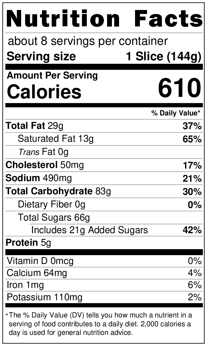 Original Nutrition Label