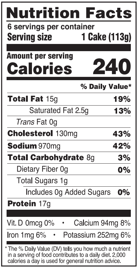 Original Nutrition Label