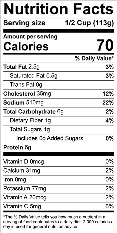 Original Nutrition Label