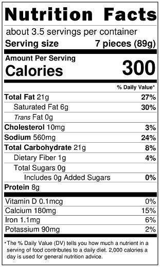Original Nutrition Label