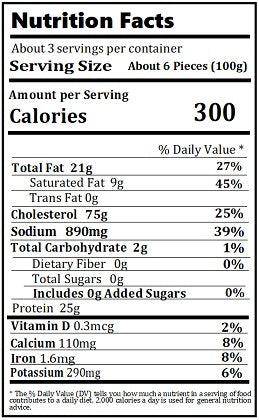 Original Nutrition Label