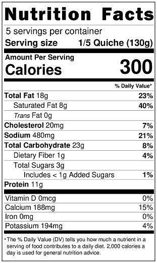 Original Nutrition Label