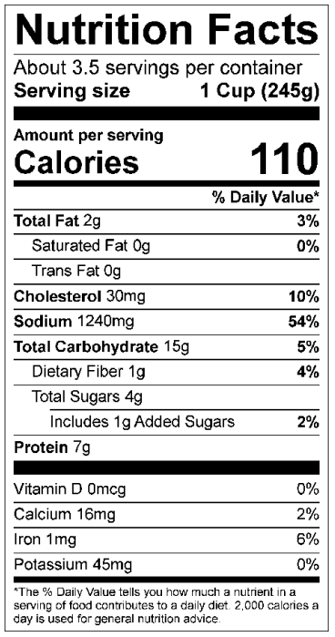 Original Nutrition Label