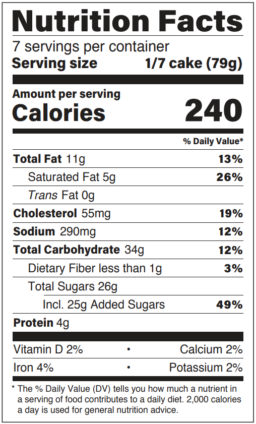 Original Nutrition Label