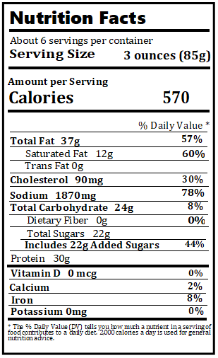 Original Nutrition Label