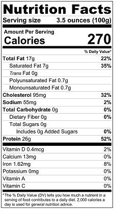 Original Nutrition Label