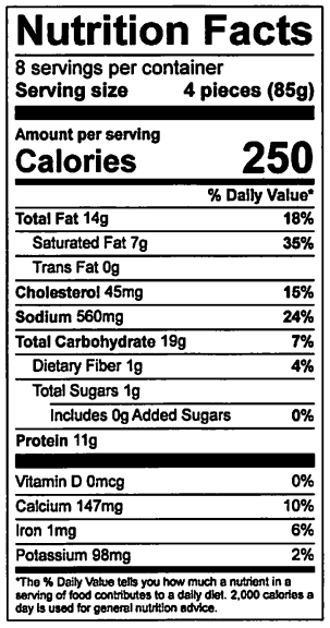 Original Nutrition Label
