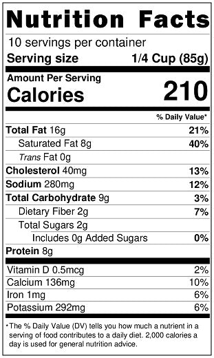 Original Nutrition Label
