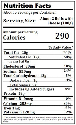 Original Nutrition Label
