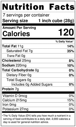 Original Nutrition Label