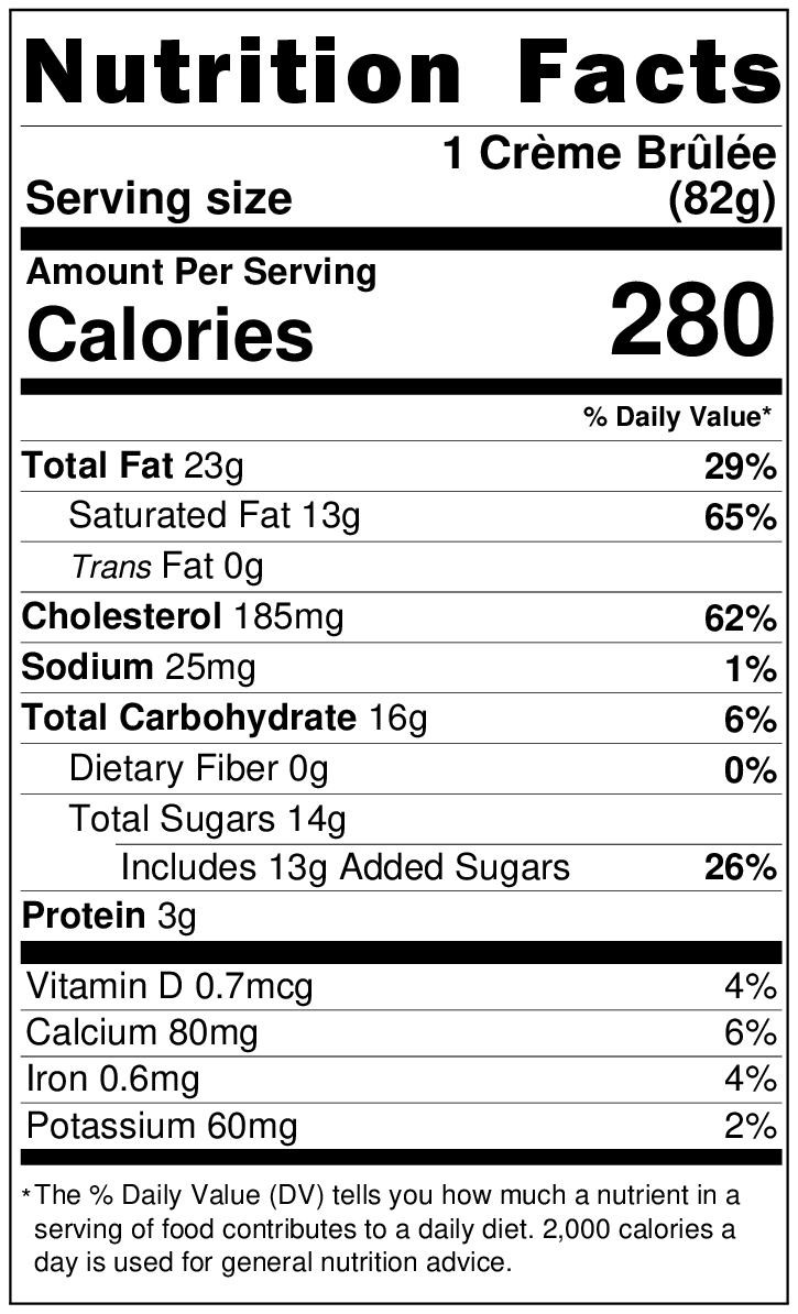 Original Nutrition Label