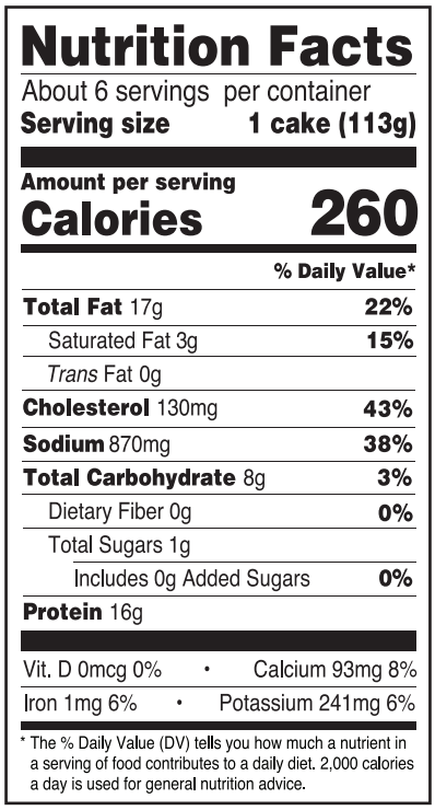 Original Nutrition Label