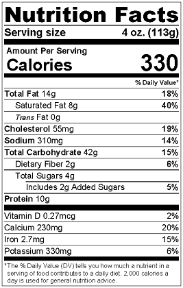 Original Nutrition Label