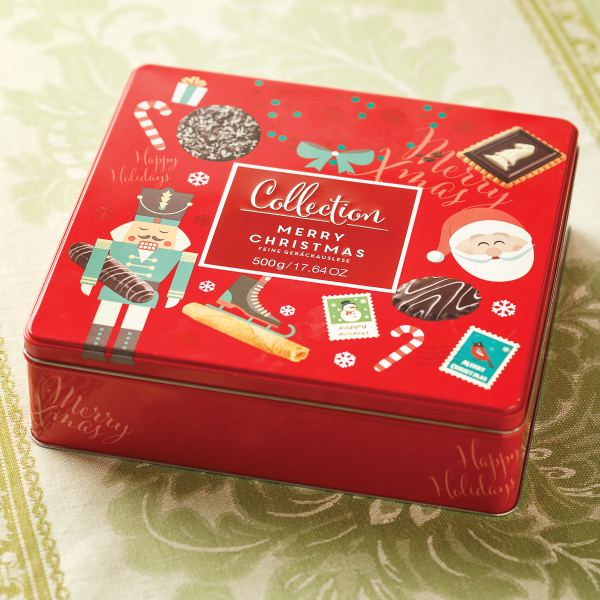 Holiday Cookie Tin with decorative lid
