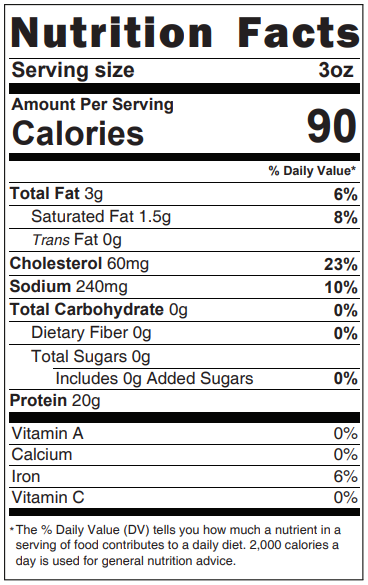 Original Nutrition Label