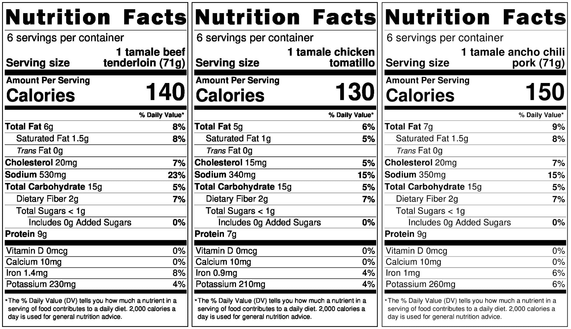 Original Nutrition Label
