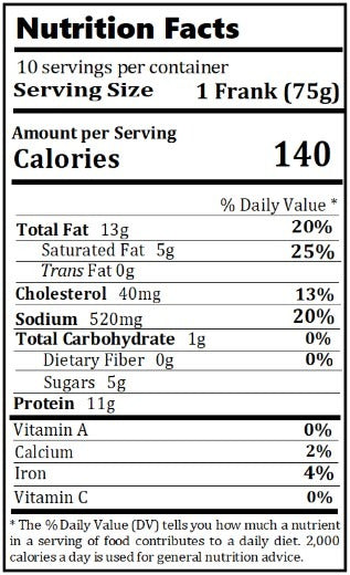 Original Nutrition Label