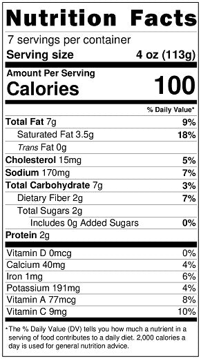 Original Nutrition Label