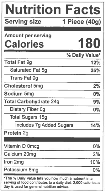 Original Nutrition Label