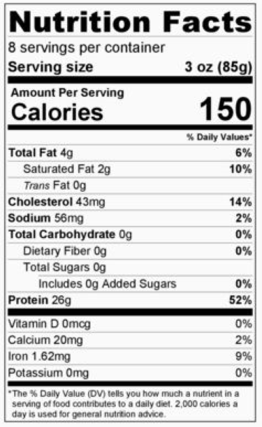 Original Nutrition Label