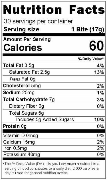 Original Nutrition Label
