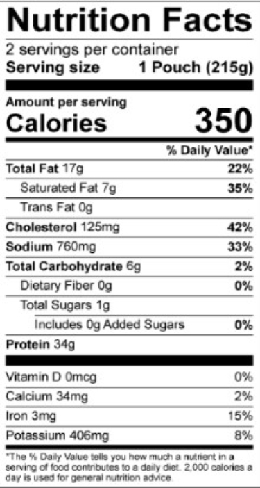 Original Nutrition Label