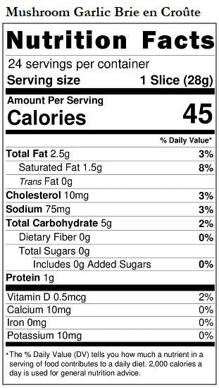 Original Nutrition Label