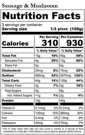 Original Nutrition Label