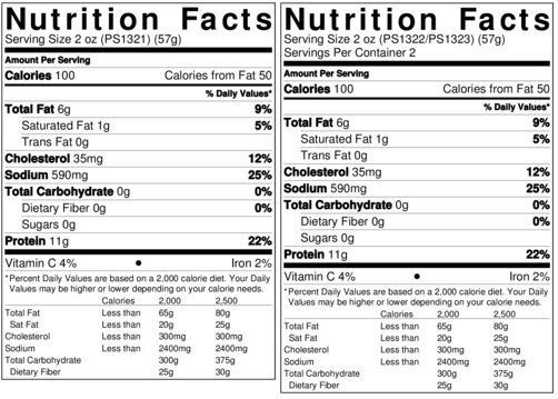Original Nutrition Label
