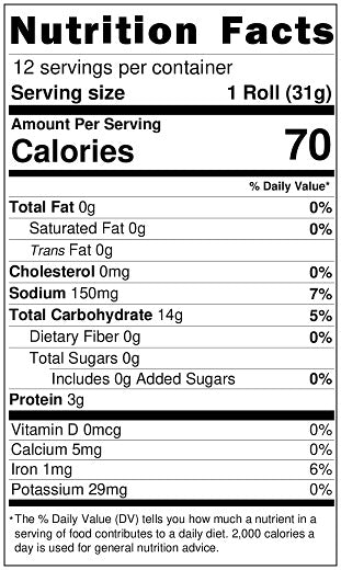 Original Nutrition Label