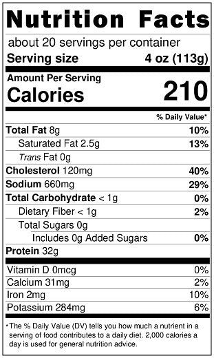 Original Nutrition Label