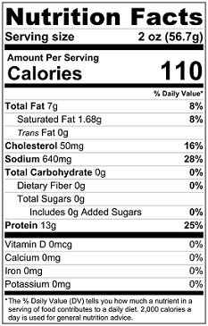 Original Nutrition Label