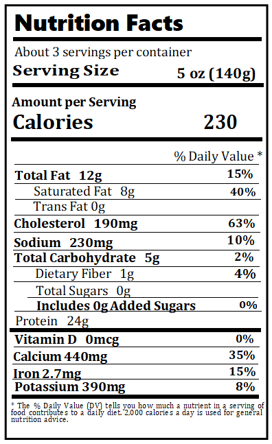 Original Nutrition Label