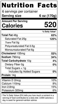 Original Nutrition Label