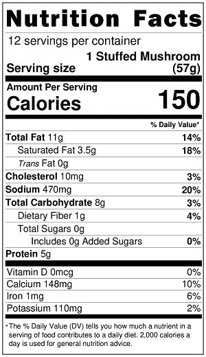 Original Nutrition Label