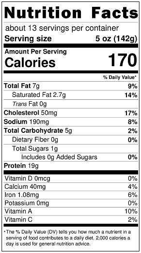 Original Nutrition Label