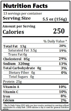 Original Nutrition Label