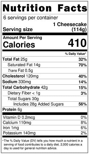Original Nutrition Label