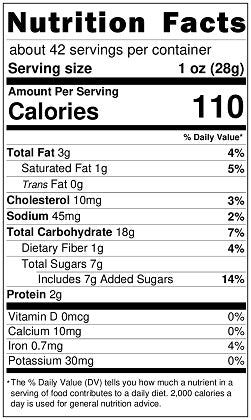 Original Nutrition Label