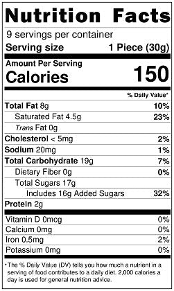 Original Nutrition Label