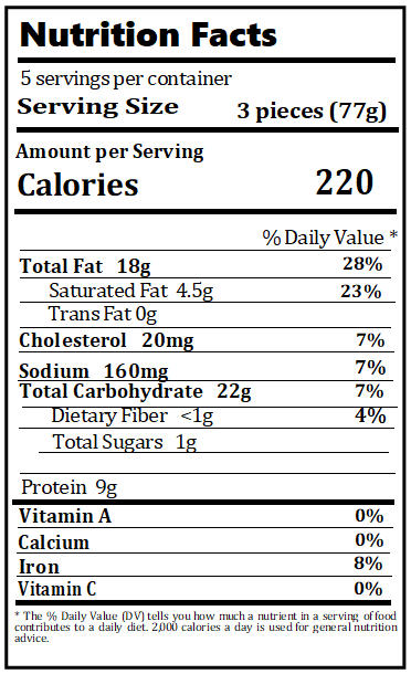Original Nutrition Label