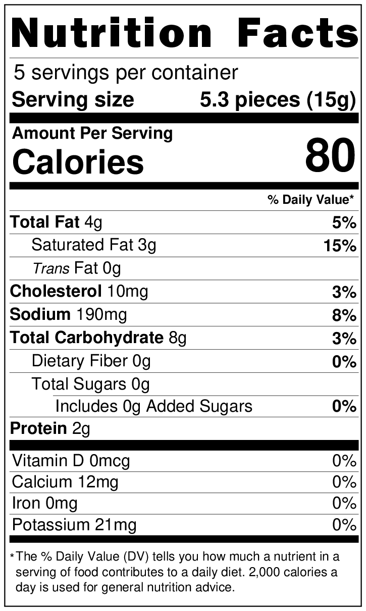Original Nutrition Label