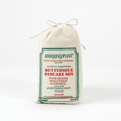 Harrington's Buttermilk Pancake Mix with six percent buttermilk solids.