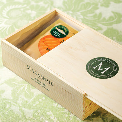 Mackenzie Scottish Smoked Salmon, Six 4 oz. Packs, Wooden Gift Crate