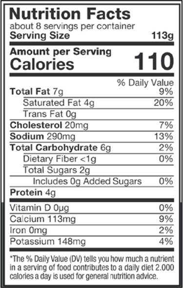 Original Nutrition Label