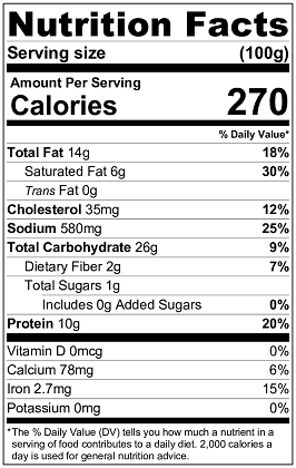 Original Nutrition Label